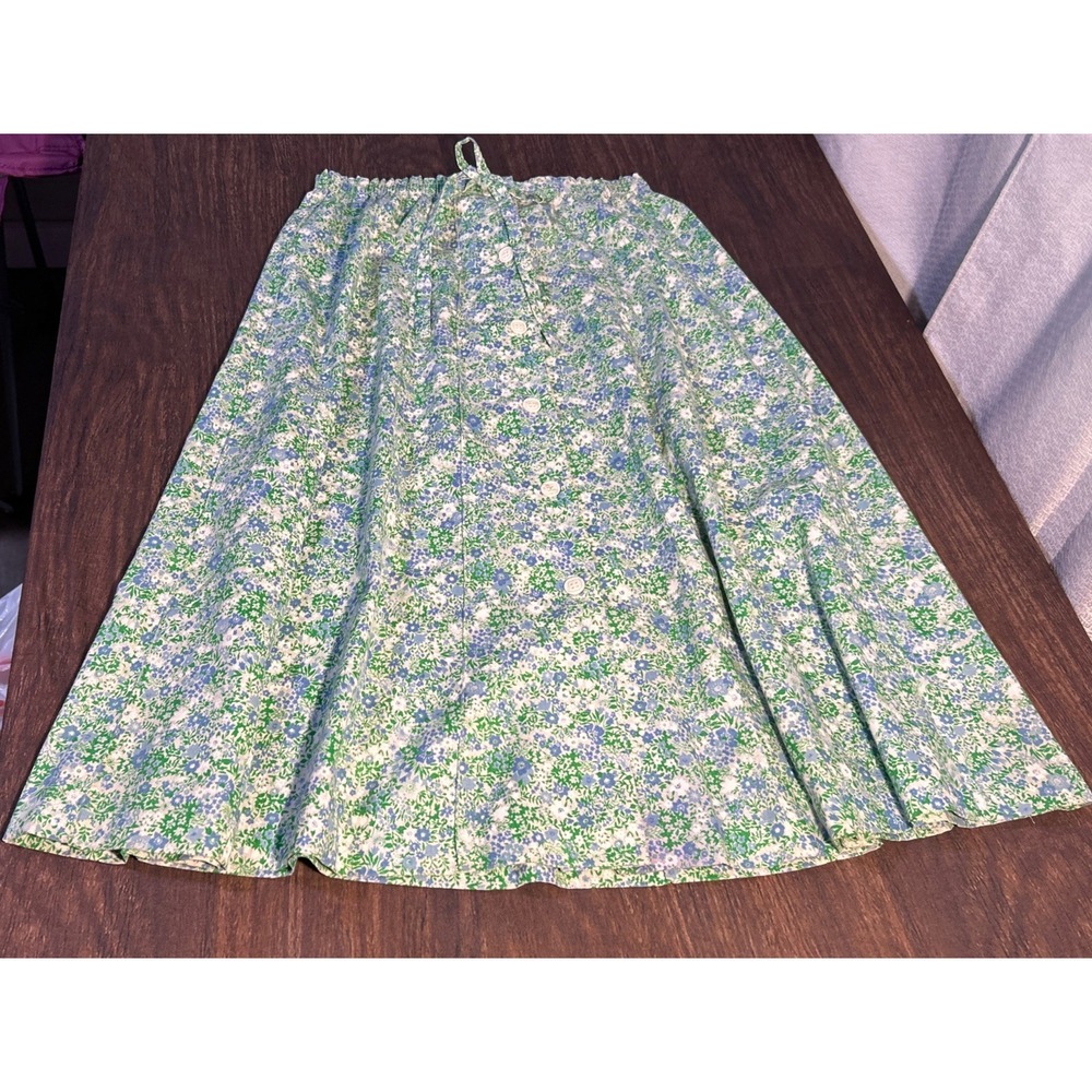VTG Hunter Sportswear Skirt Floral Garden Button Down Elastic Waist 25-32 Inches